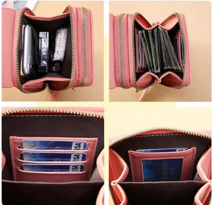Leather Crossbody Phone Bag with Touchscreen Pocket