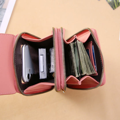 Leather Crossbody Phone Bag with Touchscreen Pocket